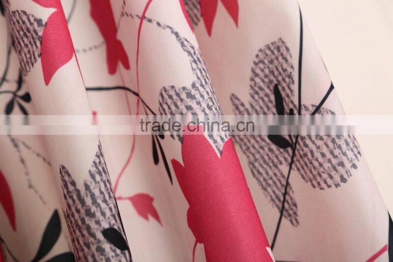 T/C Fabric Maple Leaf Printed Curtain Panel Drapes Drapery
