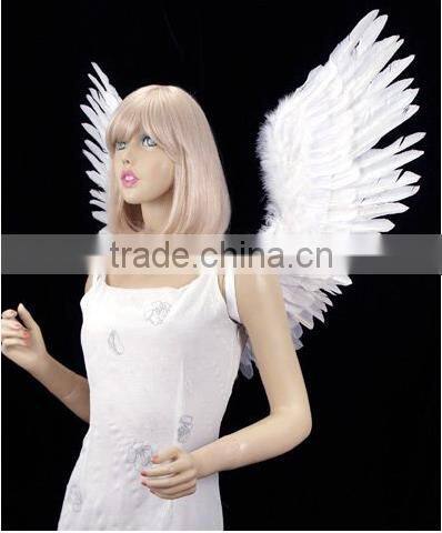 White Open Swing V Shape Costume Feather Angel Wings Adult