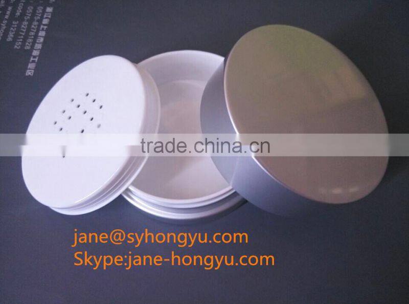 Aluminum empty plastic round powder jar with sifter compact powder case