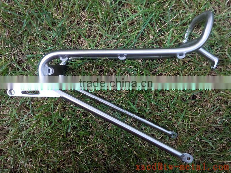titanium bicycle front rack with handing brush finished
