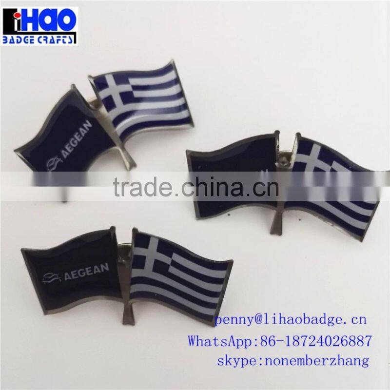 pin badge high ranking round screw attchment army badge engraved letters logo in the center lapel pin