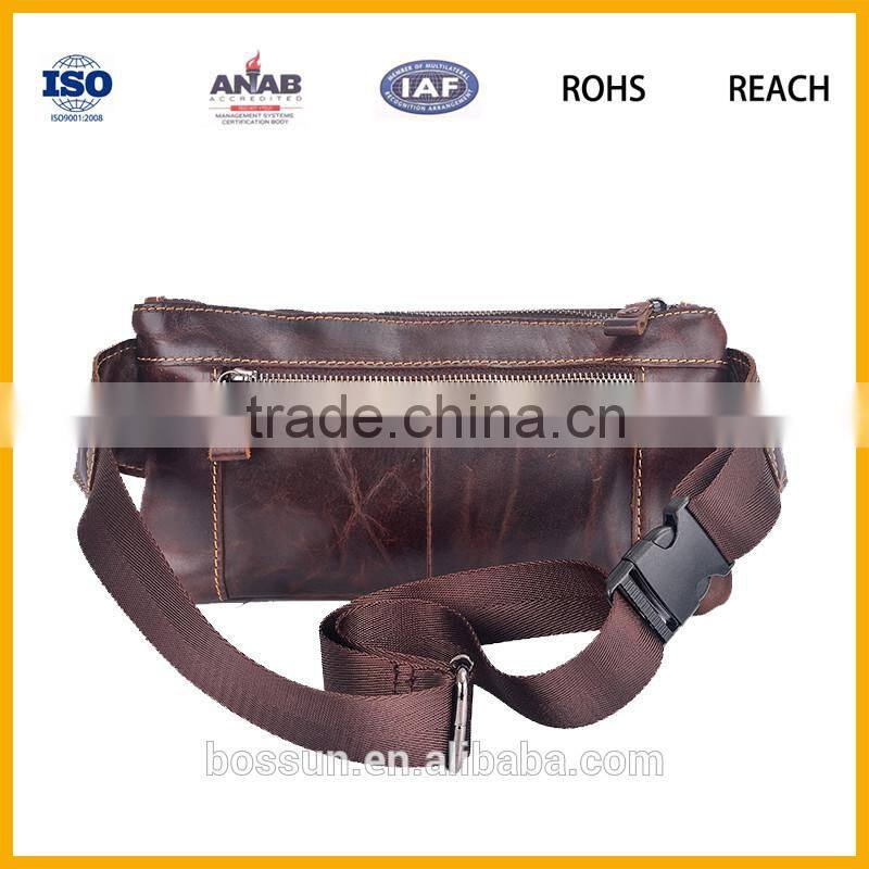 leisure waist bag genuine leather,simple design waist bag
