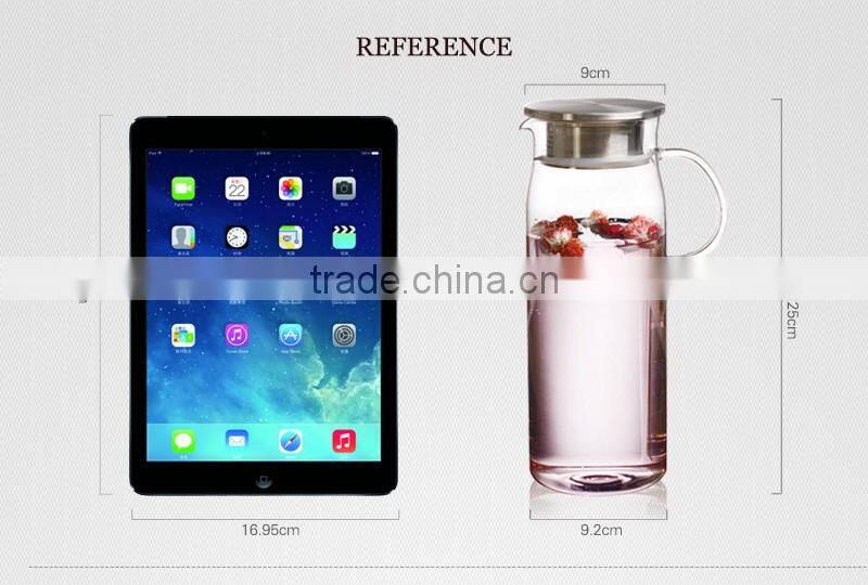wholesale handmade 1300ml glass drinking water pot with handlewith lid