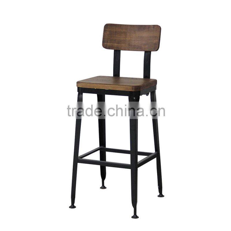 Top sale metal bar stool chair with wooden seat
