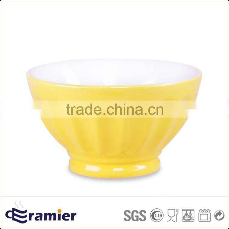 Ceramic stoneware two tone glazed embossed bowl