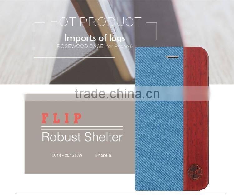 Luxury Flip Leather Case for iPhone 6S,Mobile Accessories Leather Flip Case for iPhone 6, Wooden Stand Phone Cover for iPhone