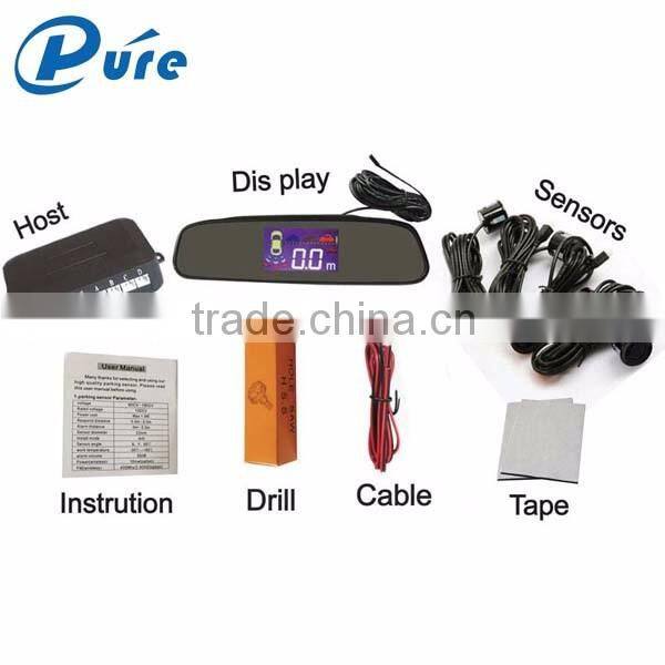 Hot selling reverse parking sensor with car rearview mirror monitor radar with lcd display