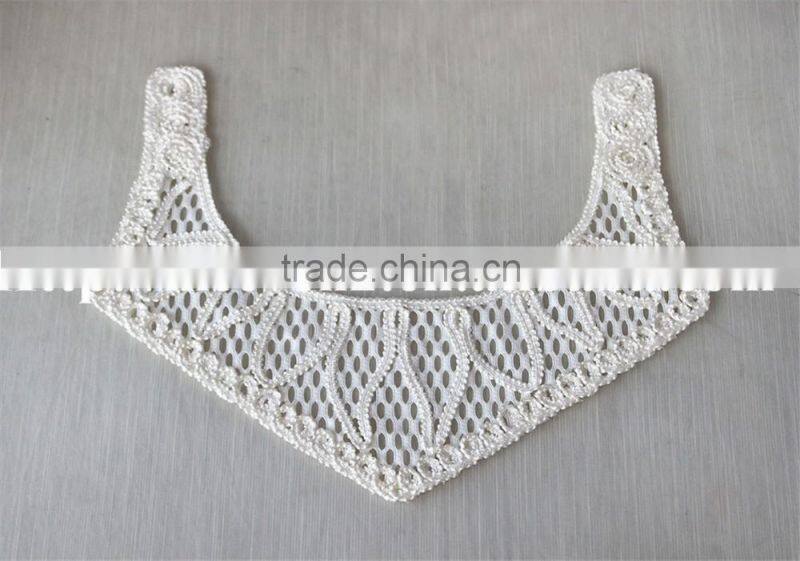 new arrival white and black flower pattern embroidery collar lace applique for lady garment