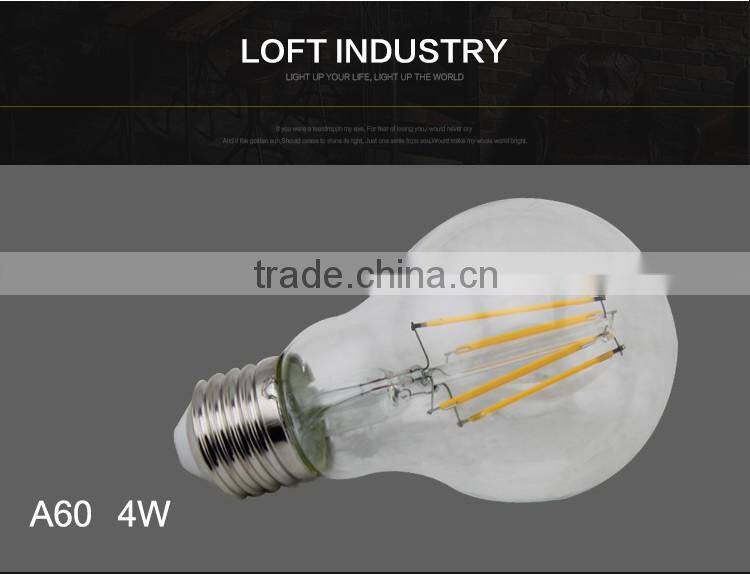 Dimmable and non dimmable A60 2W 4W 6W CE RoHS E27 B22 led filament bulb