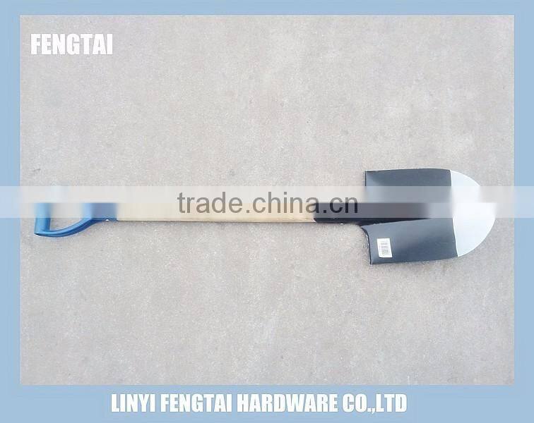 S503 Round Short Wooden Handle Steel Shovel