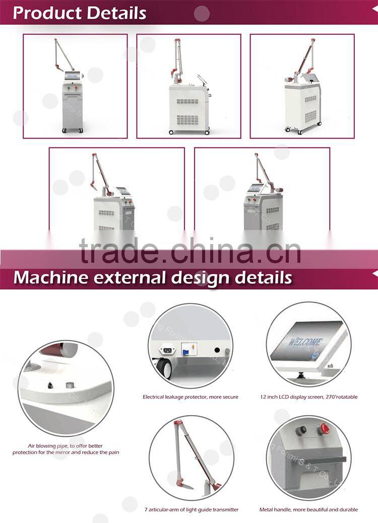1064 nm / 532nm Professional Q-switched 8ns nd yag laser tattoo removal