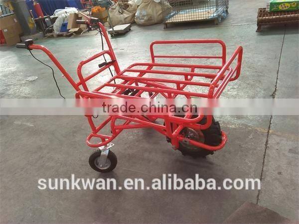 Construction electric wheelbarrow with motor and brake