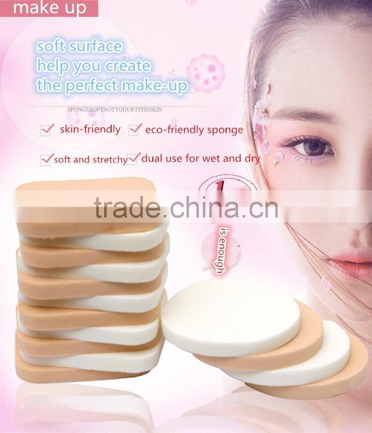 2016 new factory wholesale round and polygon shape latex-free cosmetic sponge powder puff