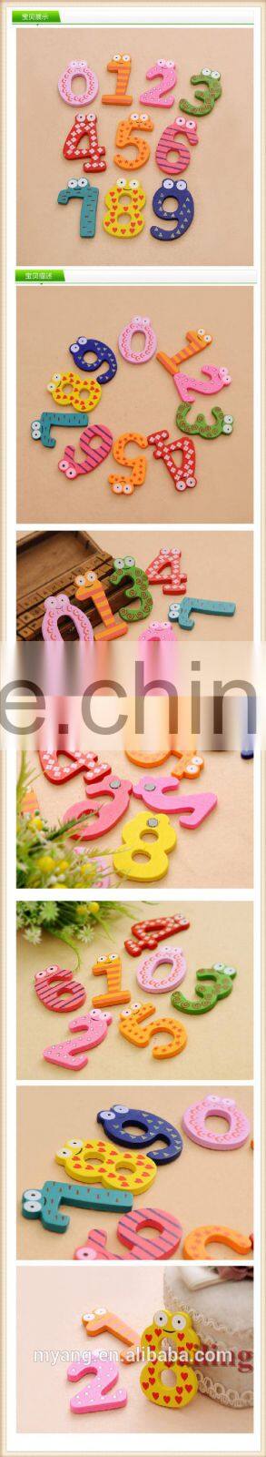Hot sale lovely alphabet and digital shape custom soft pvc fridge wooden magnets fridge magnet