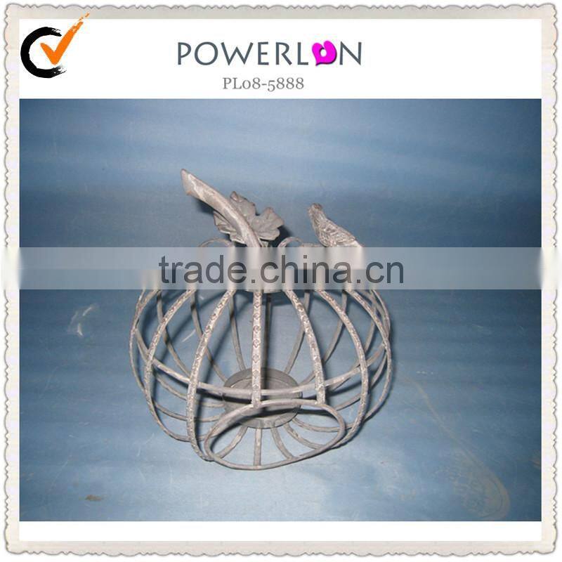 vintage grey pumpkin metal candle holder