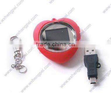 Heart shape Mini 1.5" LCD Digital Photo Picture Frame Key Chain Keychain + USB Cable
