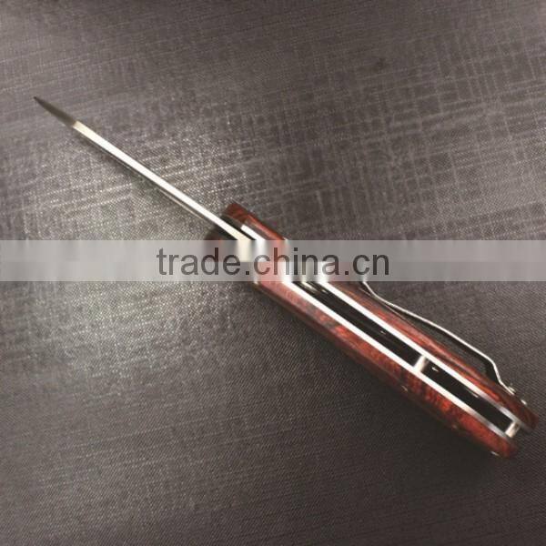 Mini Outdoor Camping Survival Tool Wooden Handle Multifunction Pocket Knife