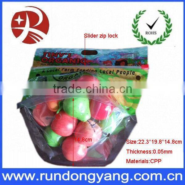 CPP plastic stand up pouch slider zip lock protection fruit bag for grape