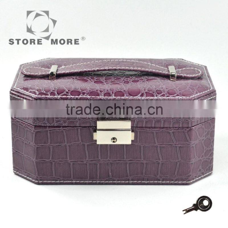 Purple Small Portable Travel Leather Jewelry Box, Gift for wedding & Party