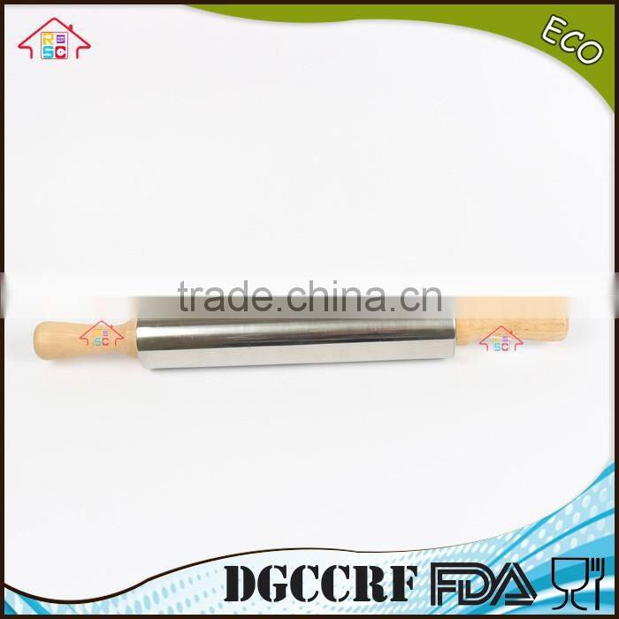 NBRSC Professional Non-Stick Roller metal Silicone Rolling Pin Dough Roller Wooden Handles