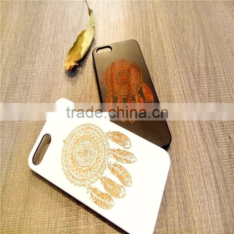 Classical Chinese 2017 newest design PC sticked with wood cartoon carving cell phone case for Iphone