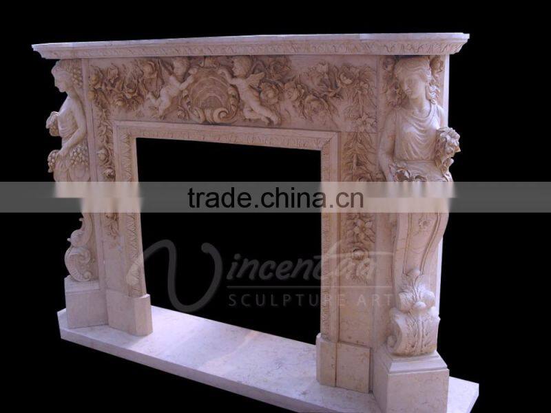 Modern home decoration use hand carved natural marble fireplace mantels