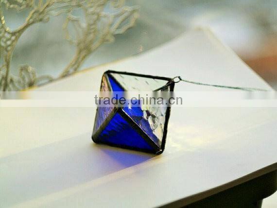 Handmade Hanging indigo Stained Glass Terrarium