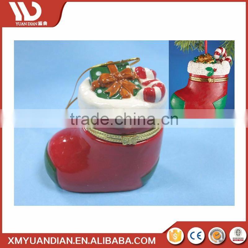 Wholesale Jewelry Box Polyresin Craft Present Hanging Names Resin Christmas Ornaments Wholesale