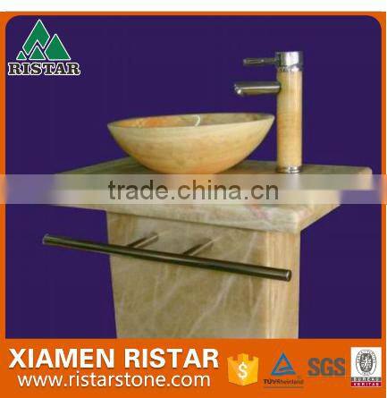 Beautiful round yellowl marble stone bathroom basins and stone sinks RST-RB115