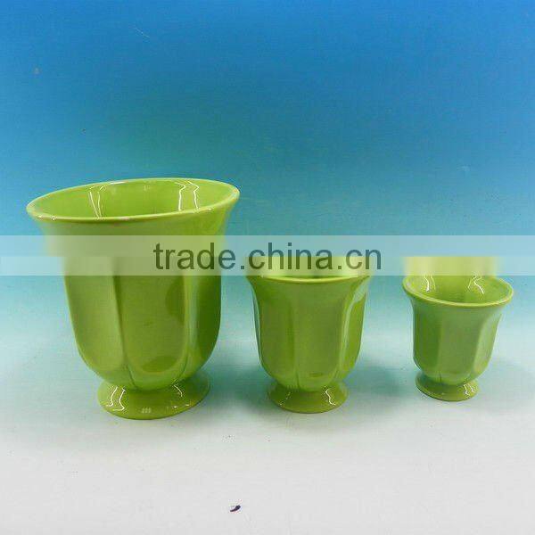 3pcs grenn color Ceramic garden planter pot