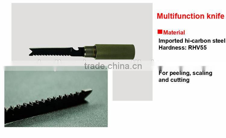 New Idea Aluminum Alloy Outdoor Tactical Survival Gear including Shovel Hoe and Flashlight