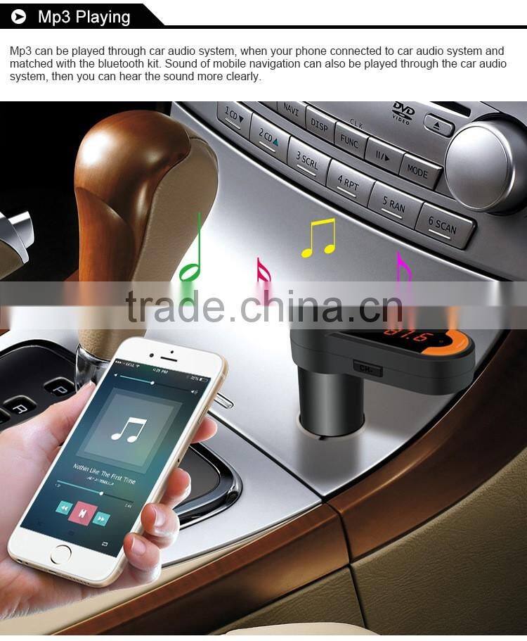 Wireless Bluetooth Car Kit with Portable Dual USB car charger Hands Free MP3 Player FM Transmitter