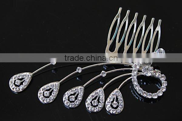 Cheap Wholesale Led Hair Accessories Silver Metal Bridal Hair comb H172-200