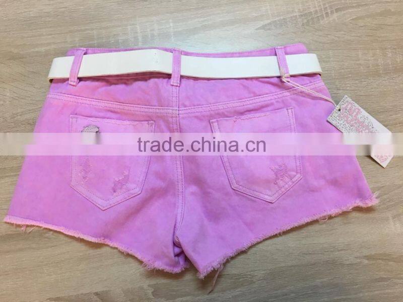 GZY New Model Pink Girl 's Short Jeans Stock 2017