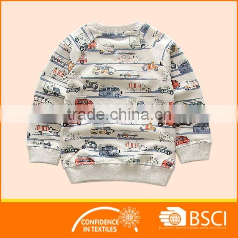 New Design Cartoon Bus Printed Cotton Soft Baby Sweatshirt