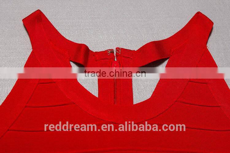 2015 wholesale Lady's latest sexy summer party fashion casual bandage dress with black and red color One-piece Woman dressH1271
