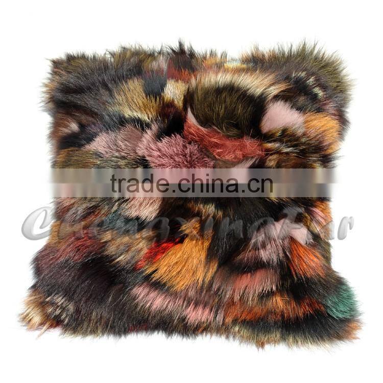 CX-D-107D Best Design Elephant Pillow Covers Real Fox Fur Decorative Sofa Cushion Cover Wholesale 2016