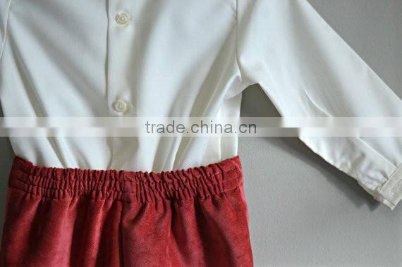 New Fashion Long Sleeve Boys Summer Clothes set Peter Pan Collar With Lace Trim