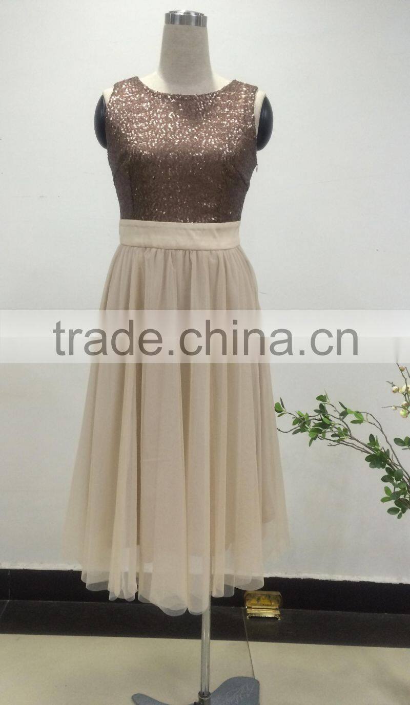 latest machine made sequin ladies fashion party dress