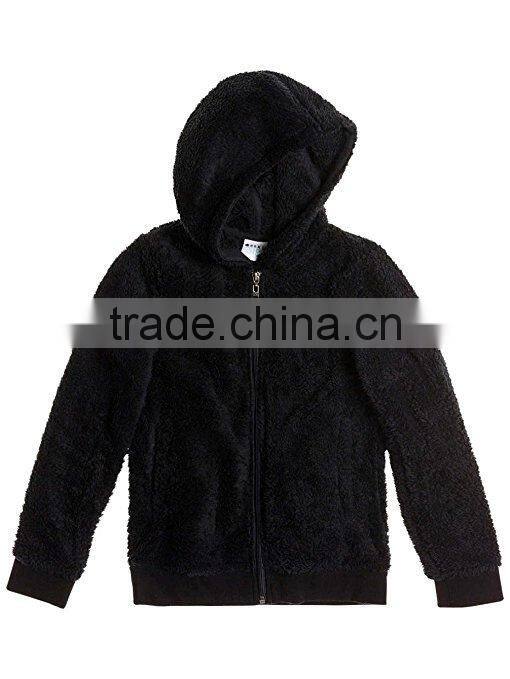 Polar Fleece Hoodies for Kid Zip Up Furry Sweatshirt Jacket Customize Logo Kid Clothing Wholesale