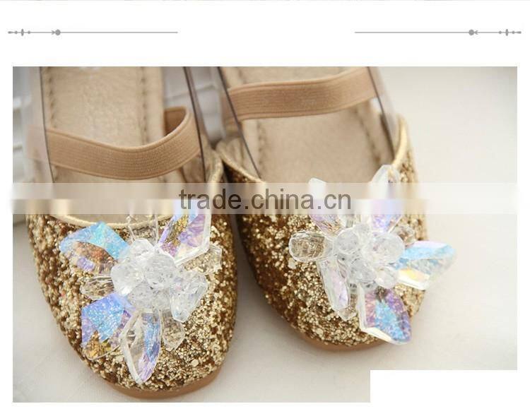 gold party shoes girls glitter leather slip-on simple design young children dance shoes