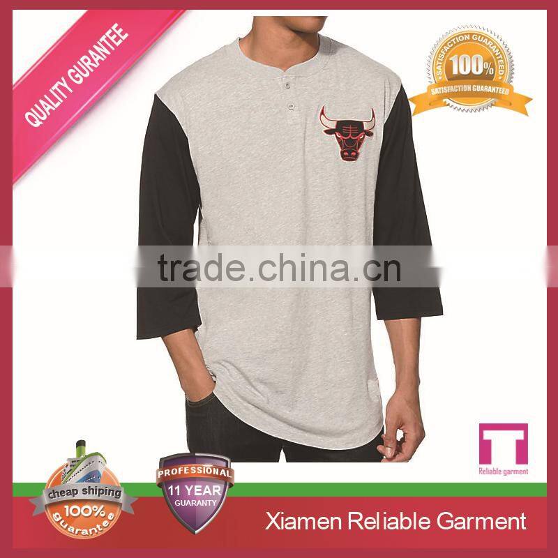 New design 100% cotton 3/4 sleeve raglan t shirt , high quality wholesale printing custom accepted