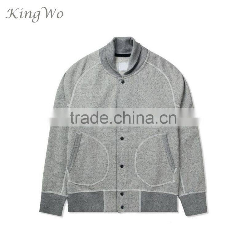 2015 Fashion cheap extraordinary plain custom grey design varsity jacket mens