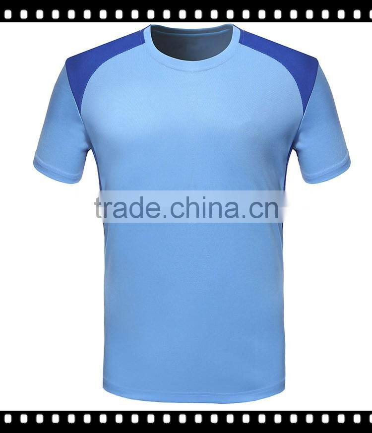 Polyester Short Sleeve Gym Quick Dry Stringer Blue White T-shirt