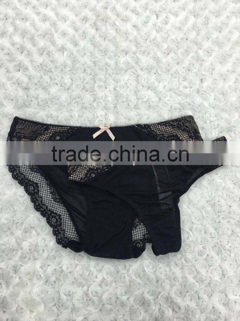Stylsih Fancy adult woman hot lace on mesh Panty G-string two Set OEM Shantou underwear quality free sample