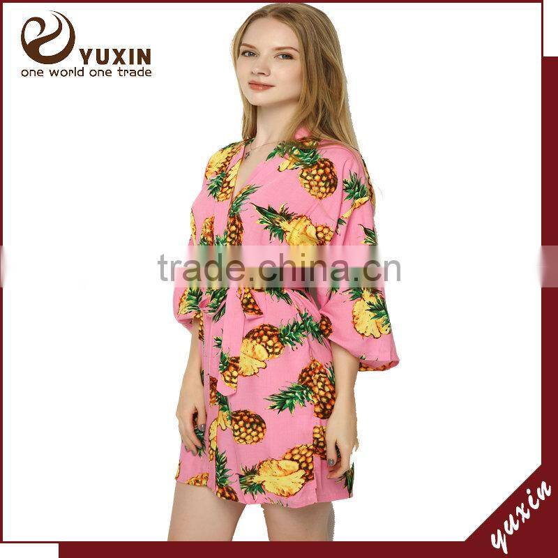 Floral Robe bride robe cotton short floral bridesmaid robe FR0101
