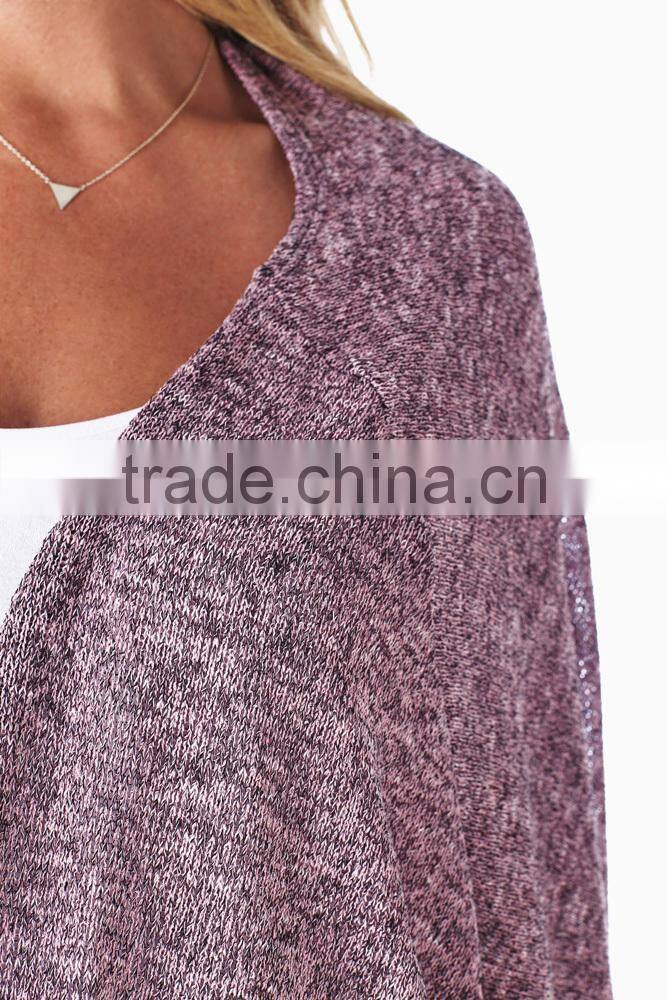 PINK HEATHERED DOLMAN SLEEVE KNIT MATERNITY CARDIGAN