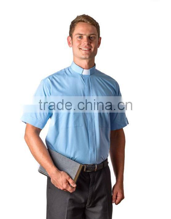 SKY BLUE COTTON RICH SS TAB SHIRT