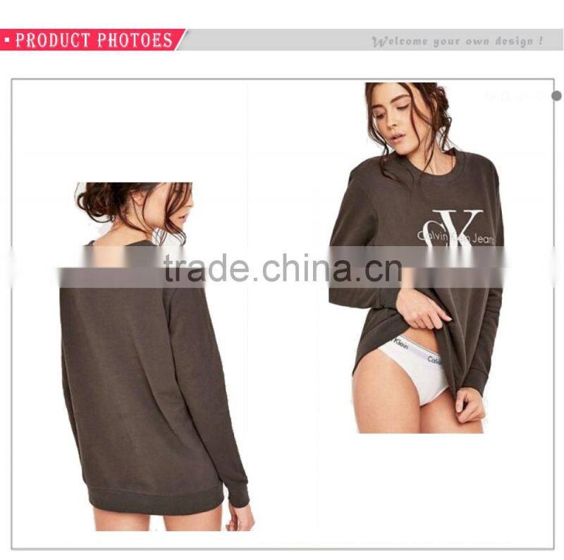 Black Long Sleeve Wholesale Cheap Price Crewneck Women Sweatshirt