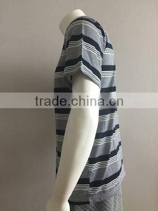 100% polyester striped short sleeve polo shirt